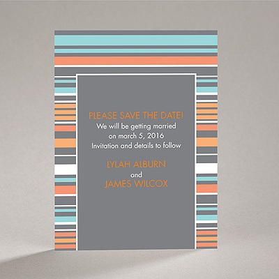Chic Pinstripe - Pewter - Save the Date Card