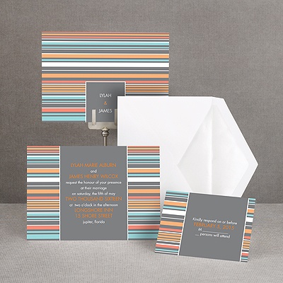 Chic Pinstripe - Pewter - Invitation