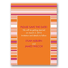 Chic Pinstripe - Poppy - Save the Date Card