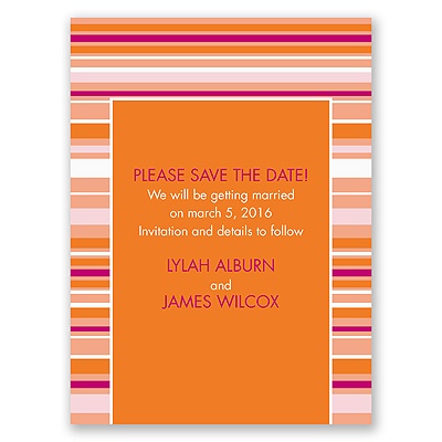 Chic Pinstripe - Poppy - Save the Date Card