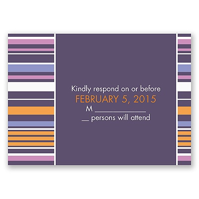 Chic Pinstripe - Raisin - Response Card and Envelope