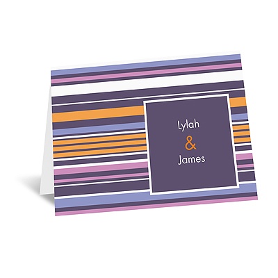 Chic Pinstripe - Raisin - Note Card and Envelope