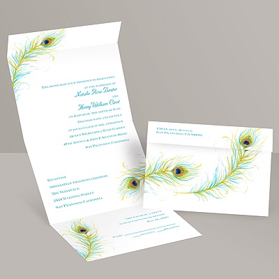Watercolor Peacock - Seal and Send Invitation
