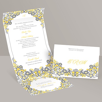 Flower Frame - Pewter - Seal and Send Invitation