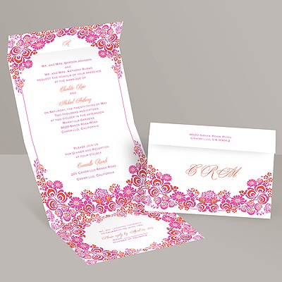 Flower Frame - Fuchsia - Seal and Send Invitation