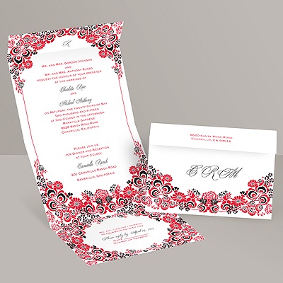 Flower Frame - Cherry - Seal and Send Invitation