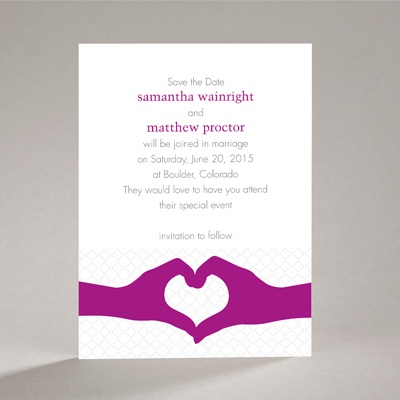 Heart Hands - Amethyst - Save the Date Card