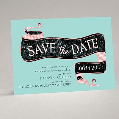 Vintage Banner - Aqua - Save the Date Card