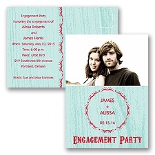 Wood Grain - Aqua - Engagement Party Postcard