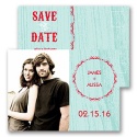 Wood Grain - Aqua - Save the Date Postcard