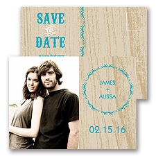 Wood Grain - Champagne - Save the Date Postcard