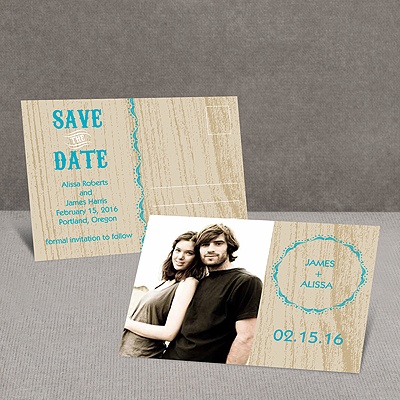 Wood Grain - Champagne - Save the Date Postcard