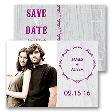Wood Grain - Sterling - Save the Date Postcard