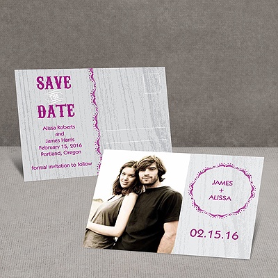 Wood Grain - Sterling - Save the Date Postcard