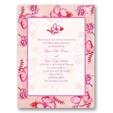 Magnolia Blossoms - Fuchsia - Engagement Party Invitation