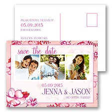 Magnolia Blossoms - Fuchsia - Save the Date Postcard