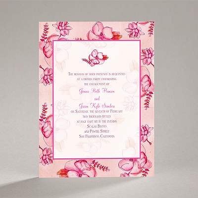 Magnolia Blossoms - Fuchsia - Engagement Party Invitation