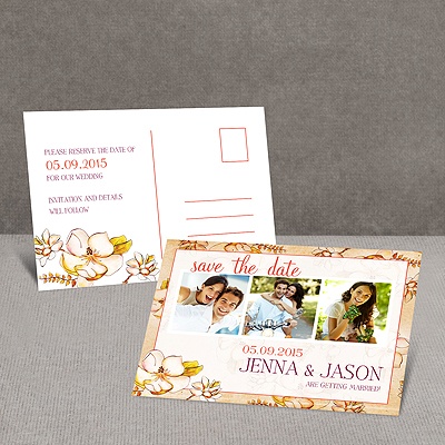 Magnolia Blossoms - Tango - Save the Date Postcard