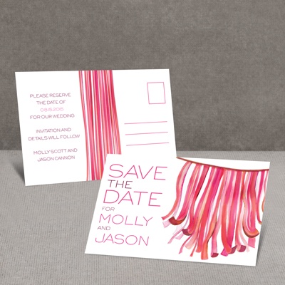 Streamers - Honeysuckle - Save the Date Postcard