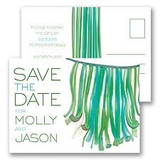Streamers - Kelly Green - Save the Date Postcard