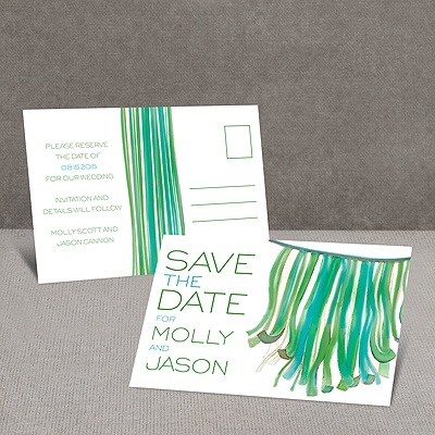 Streamers - Kelly Green - Save the Date Postcard