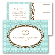 Double Ring - Aqua - Engagement Party Postcard