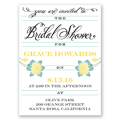 Blooming Beauty - Citrus - Bridal Shower Invitation