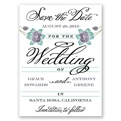 Blooming Beauty - Raisin - Save the Date Card