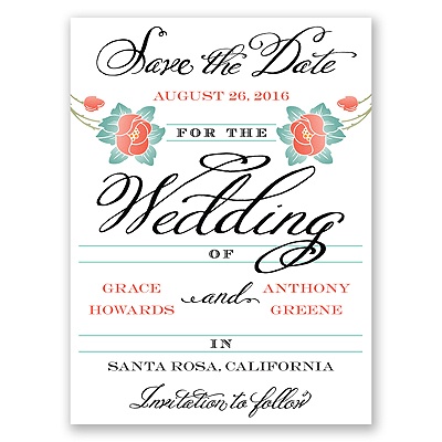 Blooming Beauty - Tango - Save the Date Card