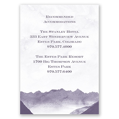 Mountain Mist - Accommodation Card