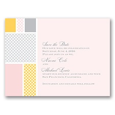 Patchwork Gingham - Cotton Candy - Save the Date Card
