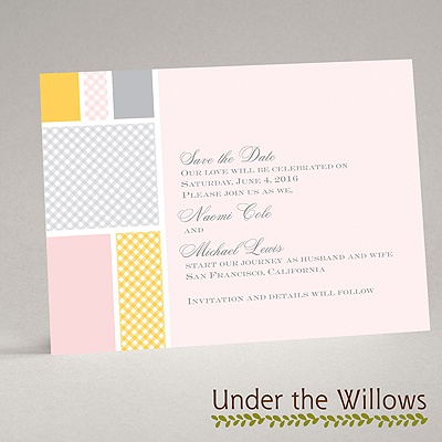 Patchwork Gingham - Cotton Candy - Save the Date Card