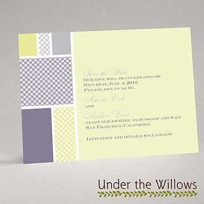 Patchwork Gingham - Limelight - Save the Date Card