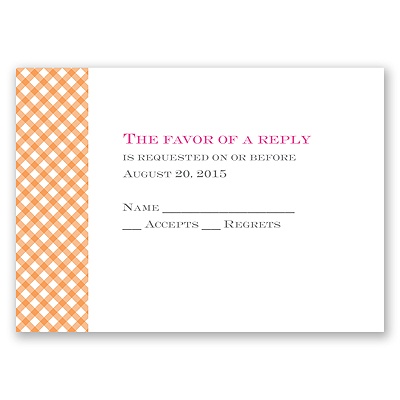 Gingham Banner - Cherry - Response Card and Envelope