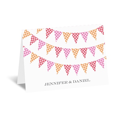 Gingham Banner - Cherry - Note Card and Envelope