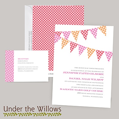 Gingham Banner - Cherry - Invitation