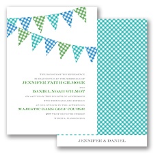 Gingham Banner - Peacock - Invitation