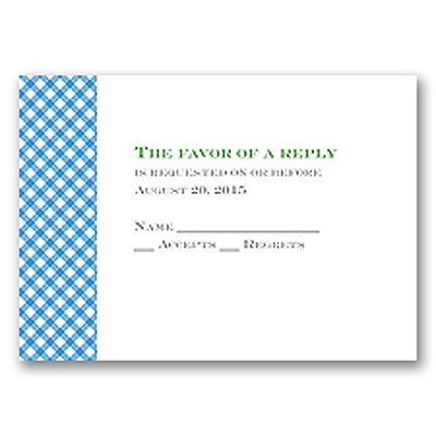 Gingham Banner - Peacock - Response Card and Envelope