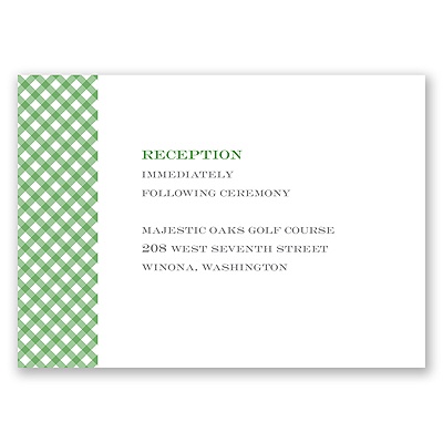 Gingham Banner - Peacock - Reception Card