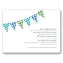 Gingham Banner - Peacock - Save the Date Card