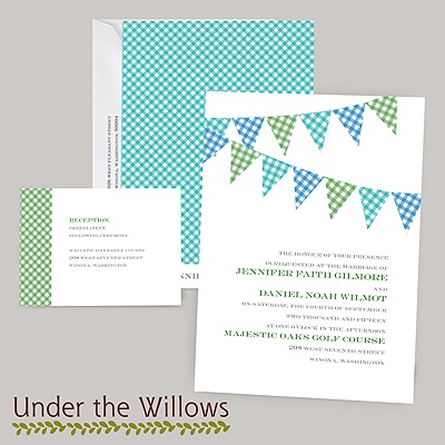 Gingham Banner - Peacock - Invitation