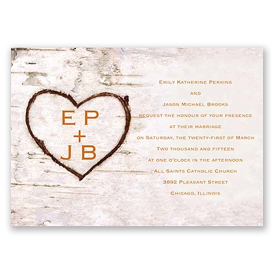 Carved in Love - Terra Cotta - Invitation