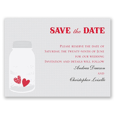 Jar of Hearts - Grey - Save the Date Card