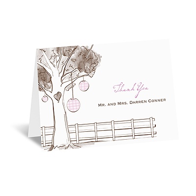 Gingham Lanterns - Thank You Card and Envelope