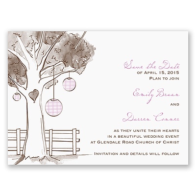 Gingham Lanterns - Save the Date Card