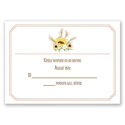 Country Sunflowers - Corabell - Response Card and Envelope