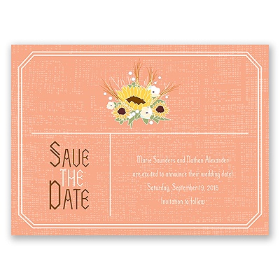 Country Sunflowers - Corabell - Save the Date Card