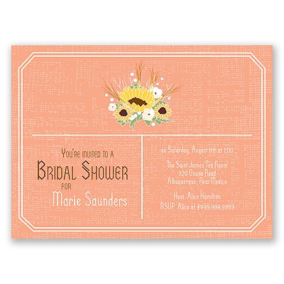 Country Sunflowers - Corabell - Bridal Shower Invitation