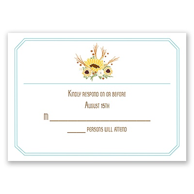 Country Sunflowers - Fountain - Response Card and Envelope