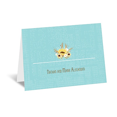 Country Sunflowers - Fountain - Note Card and Envelope
